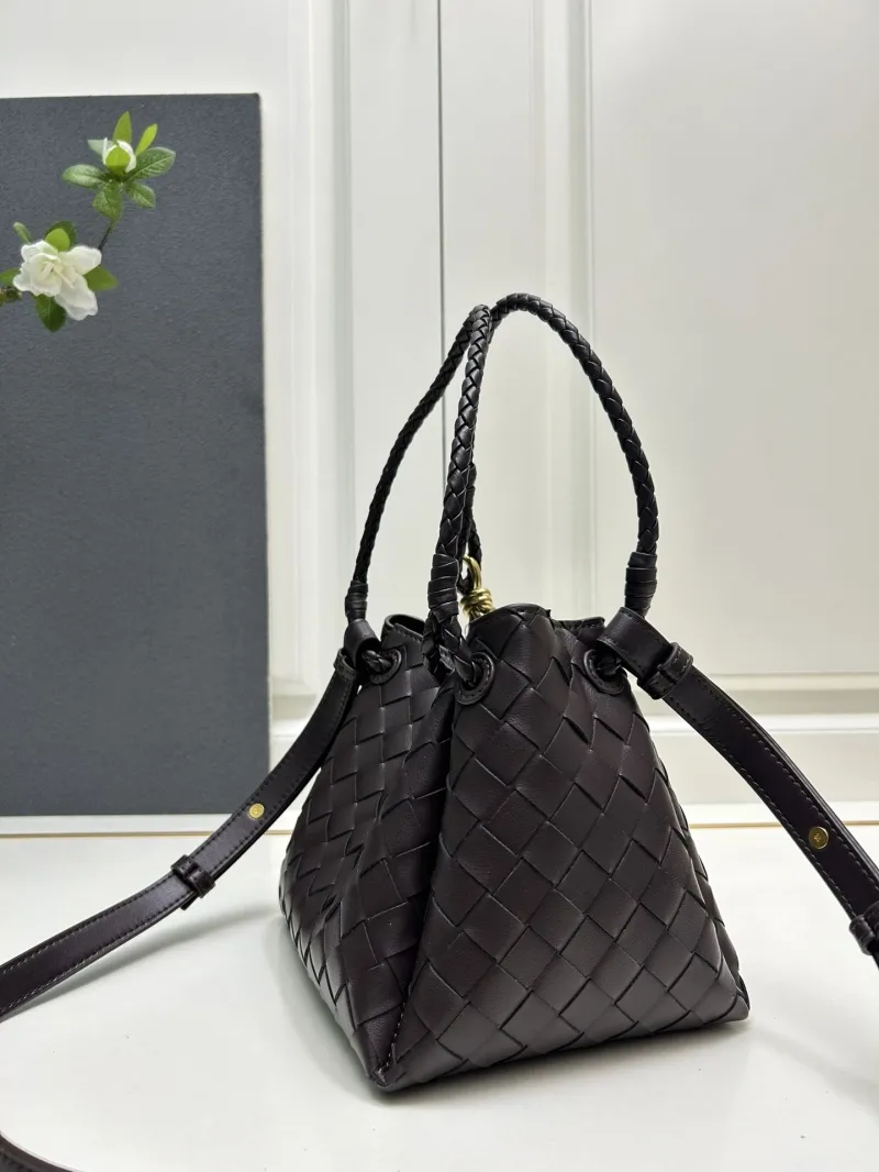 BV Dark Brown Woven Leather Shoulder Bag S0211 - Image 6