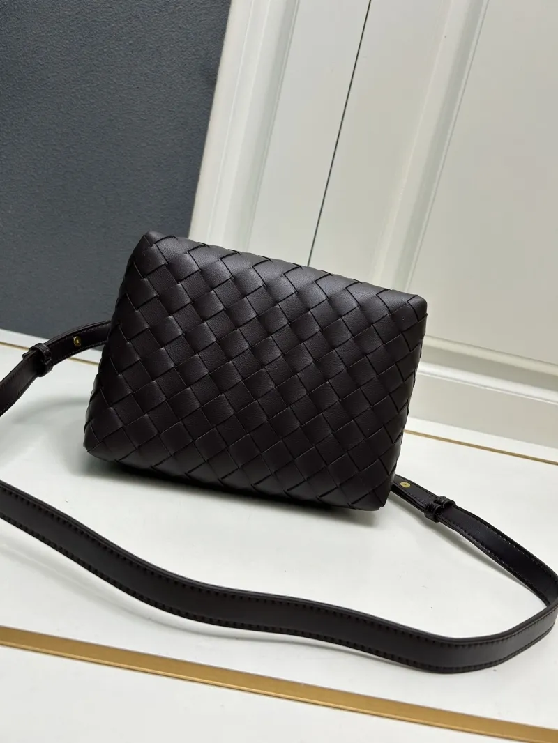 BV Dark Brown Woven Leather Shoulder Bag S0211 - Image 7