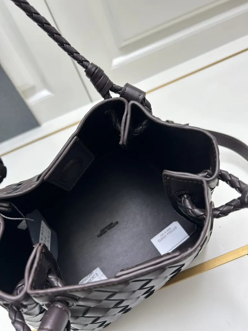 BV Dark Brown Woven Leather Shoulder Bag S0211 - Image 8