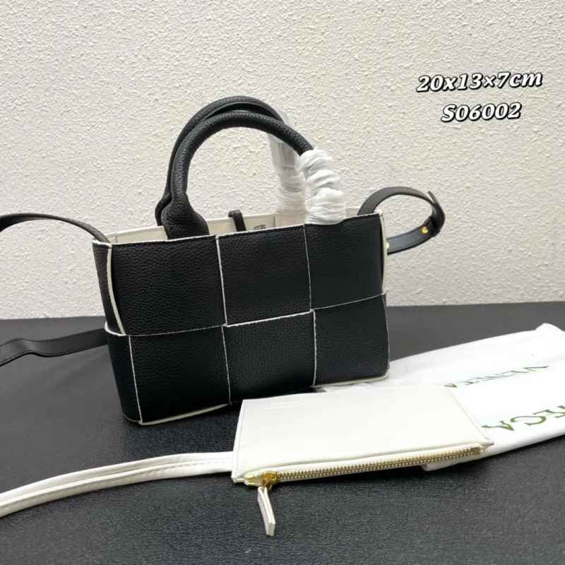 Bottega Veneta Black White Mini Crossbody Tote Bag S06002