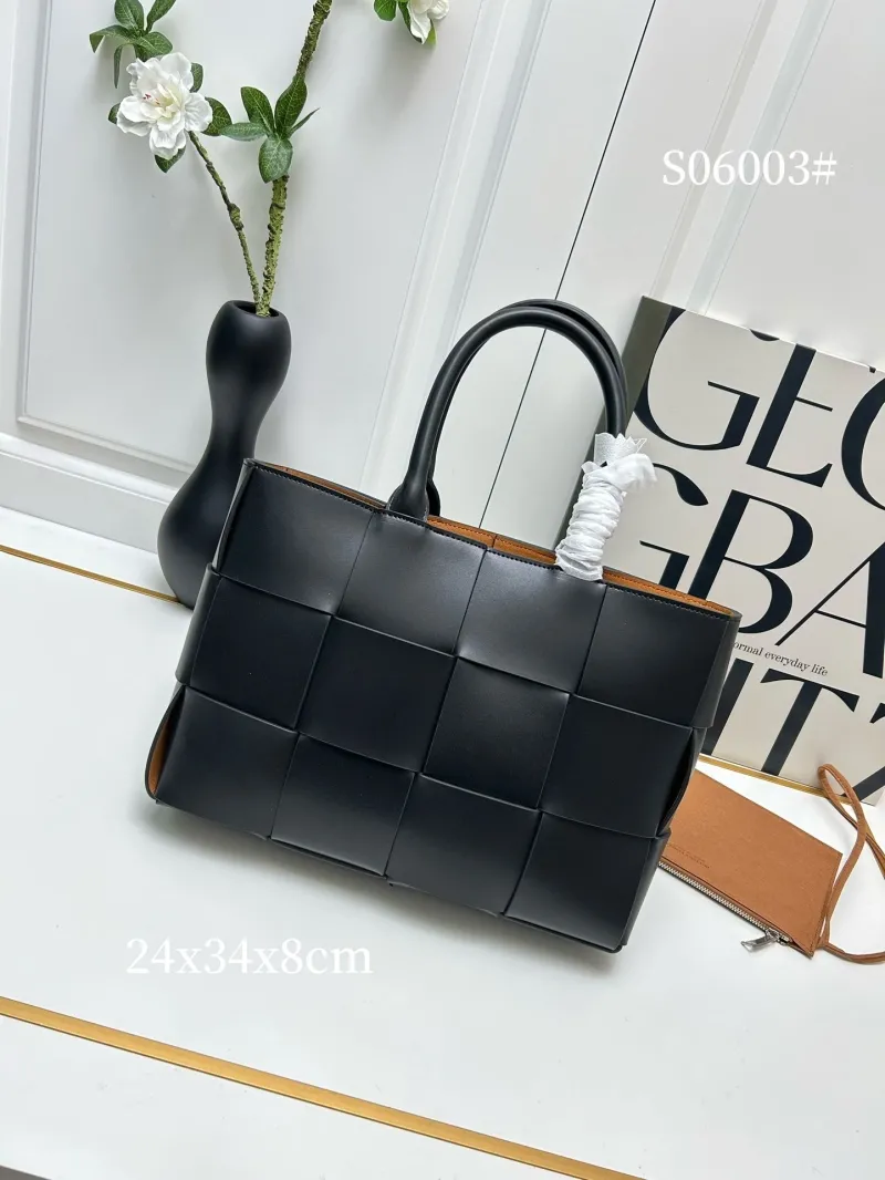 Alternative view of BV Black Woven Leather Tote Bag S06003 24x34x8cm