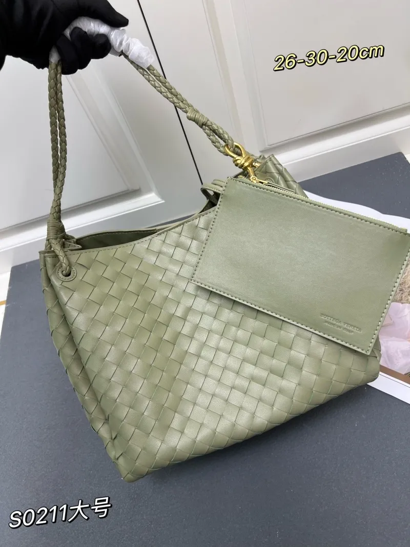 Bottega Veneta Large Olive Green Woven Hobo Bag S0211 with Pouch
