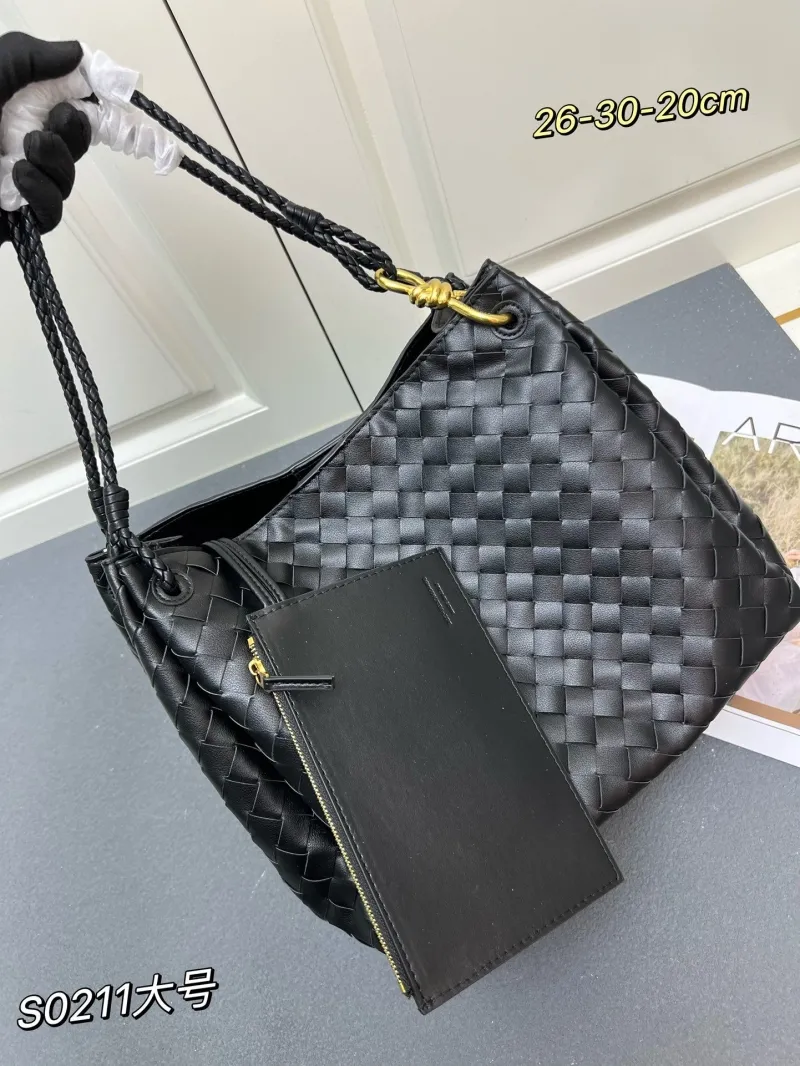 BV Black Woven Large Shoulder Bag S0211 with Pouch - Image 3