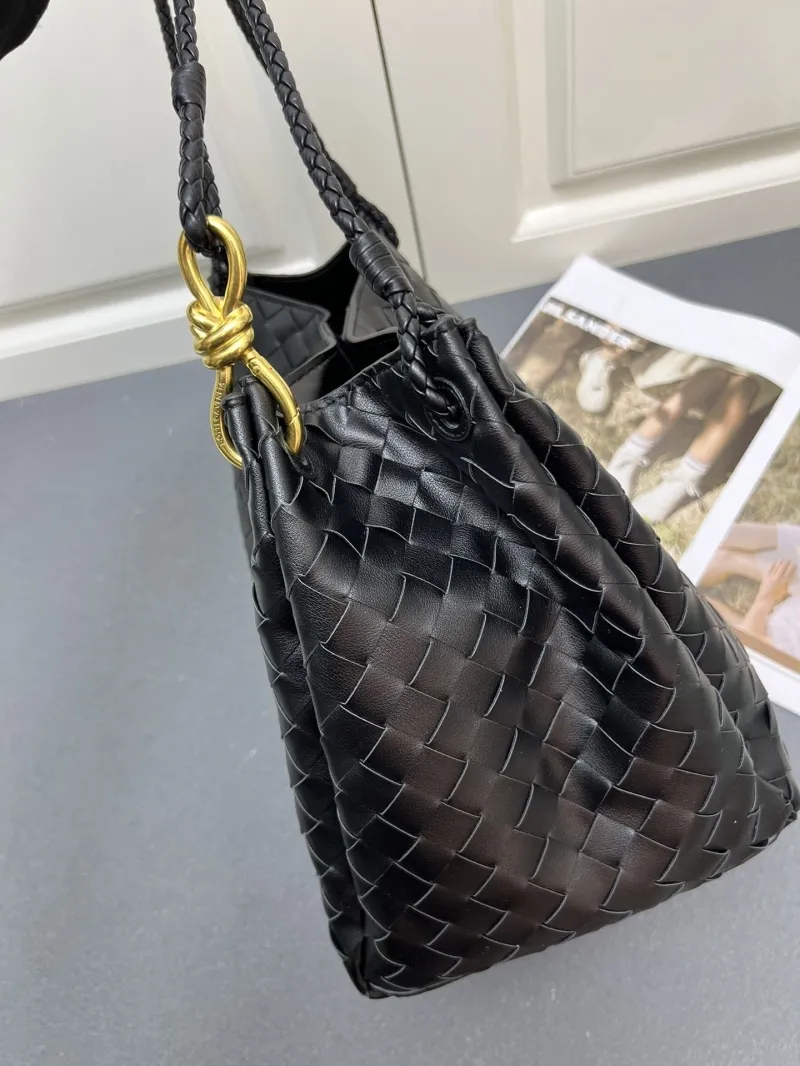 BV Black Woven Large Shoulder Bag S0211 with Pouch - Image 6