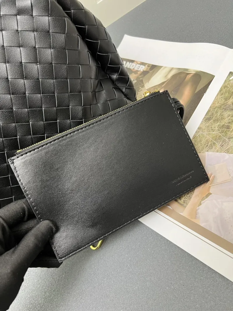 BV Black Woven Large Shoulder Bag S0211 with Pouch - Image 10