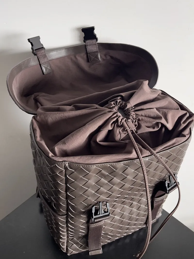 Bottega Veneta Brown Woven Leather Backpack - Image 6