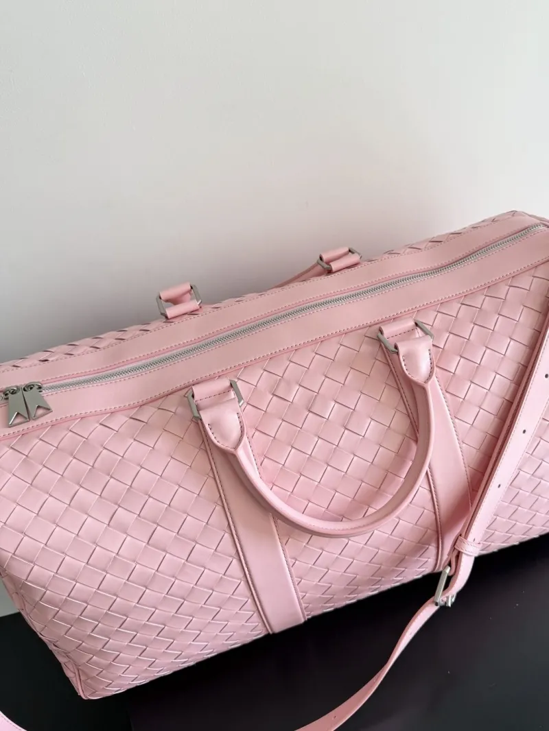 Bottega Veneta Pink Woven Leather Duffle Bag - Image 3