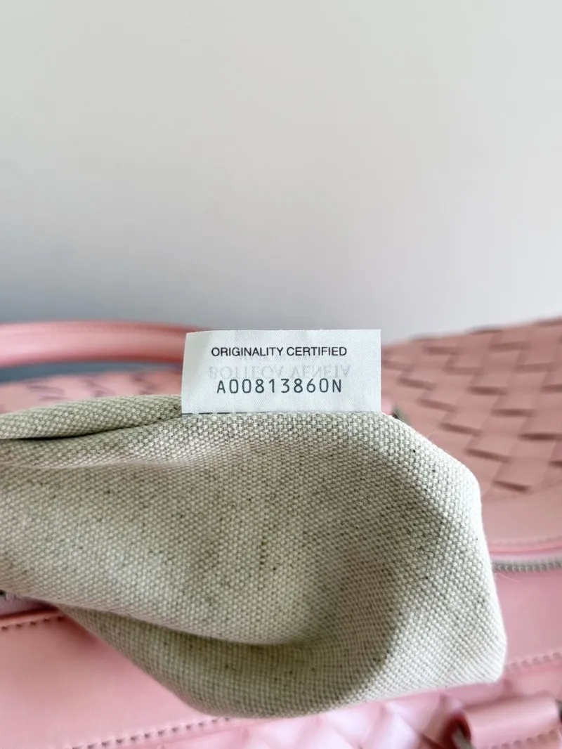 Bottega Veneta Pink Woven Leather Duffle Bag - Image 8