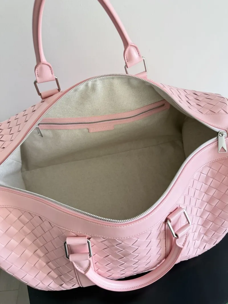 Bottega Veneta Pink Woven Leather Duffle Bag - Image 9