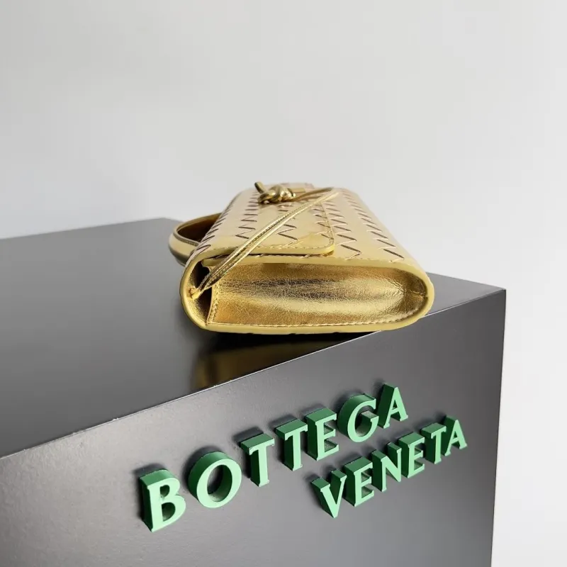 Bottega Veneta Gold Intreccio Clutch Bag - Image 3