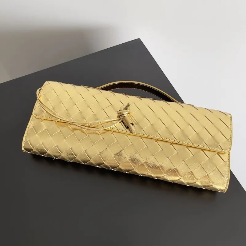 Bottega Veneta Gold Intreccio Clutch Bag - Image 6