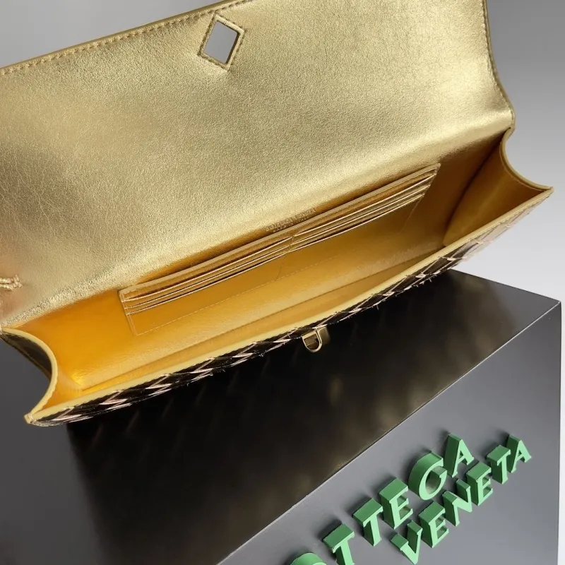 Bottega Veneta Gold Intreccio Clutch Bag - Image 9