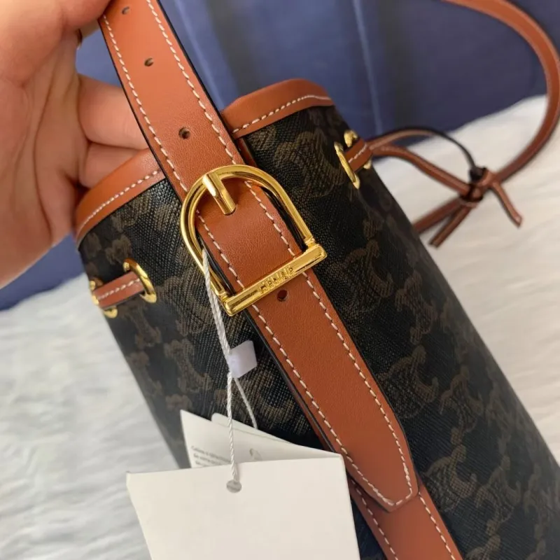Celine Monogram Canvas Crossbody Bucket Bag - Image 4