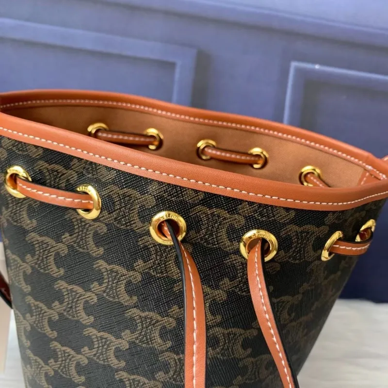 Celine Monogram Canvas Crossbody Bucket Bag - Image 7