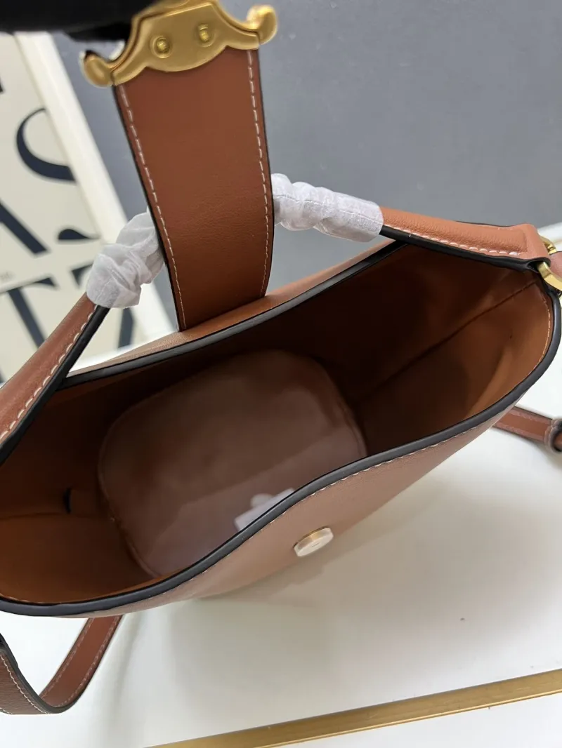 Celine Brown Leather Bucket Bag TT116613 Size 28-24-16 - Image 7