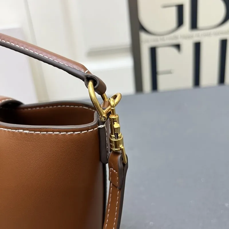 Celine Brown Leather Bucket Bag 6645SQ - Image 6