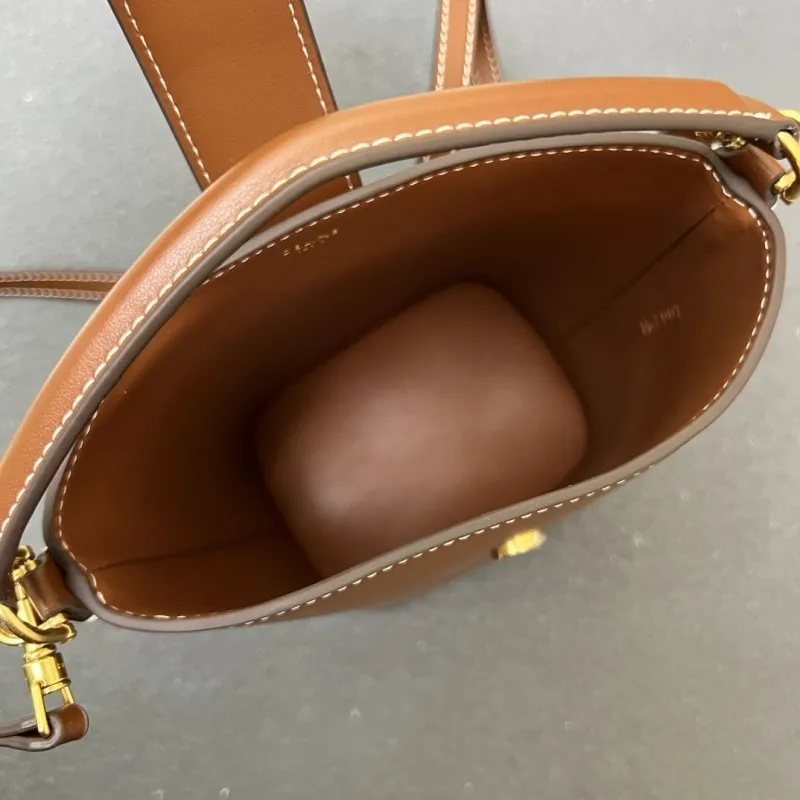 Celine Brown Leather Bucket Bag 6645SQ - Image 8