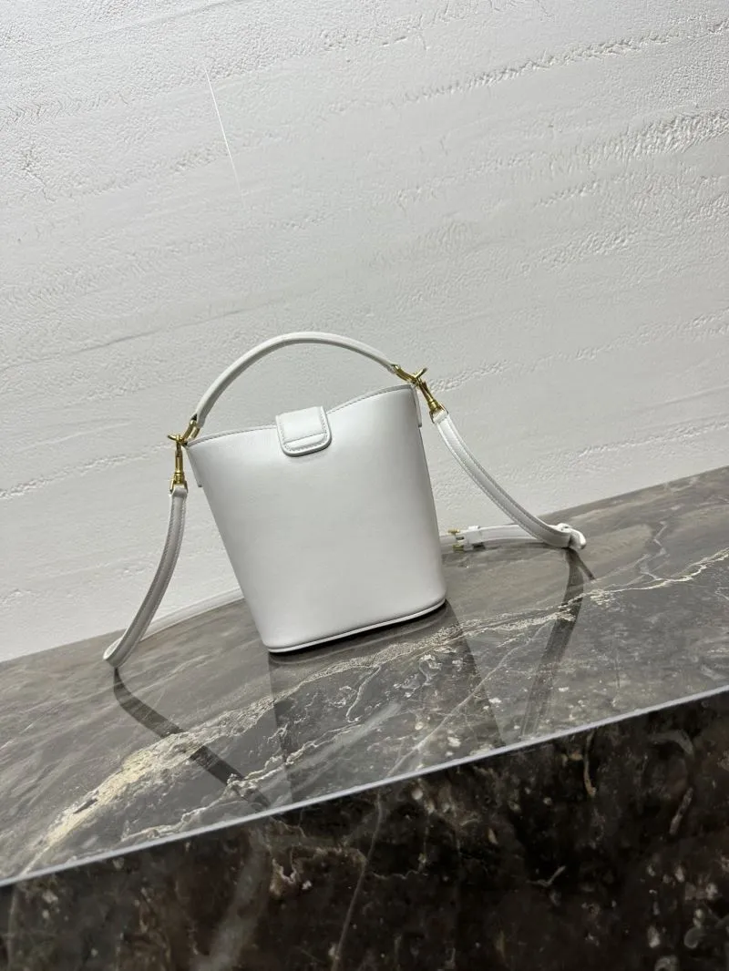 Celine White Leather Bucket Bag - Image 4