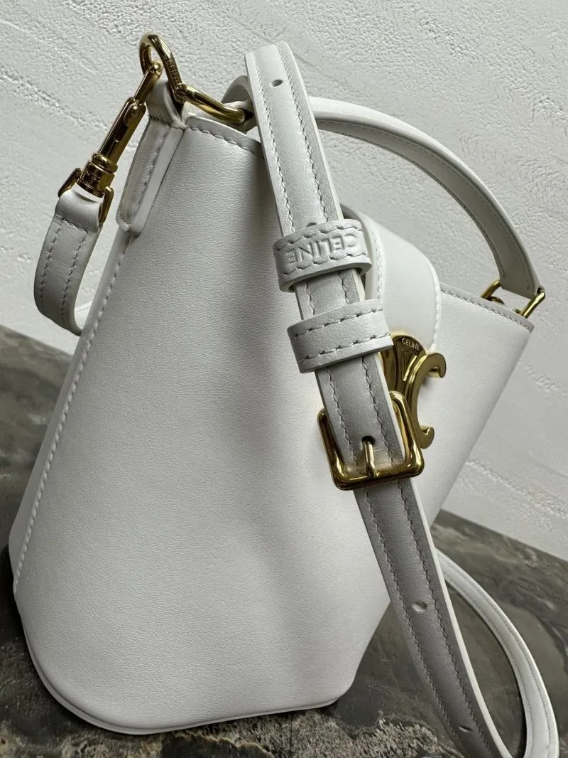 Celine White Leather Bucket Bag - Image 6