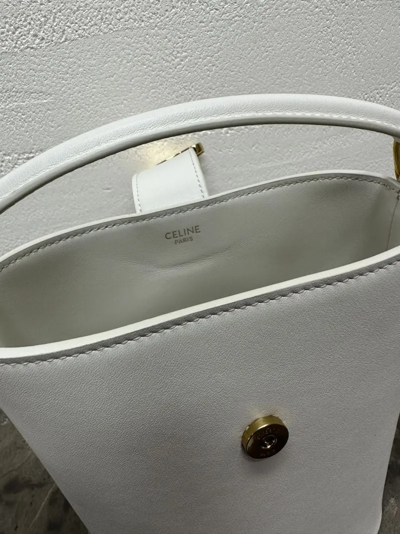 Celine White Leather Bucket Bag - Image 7