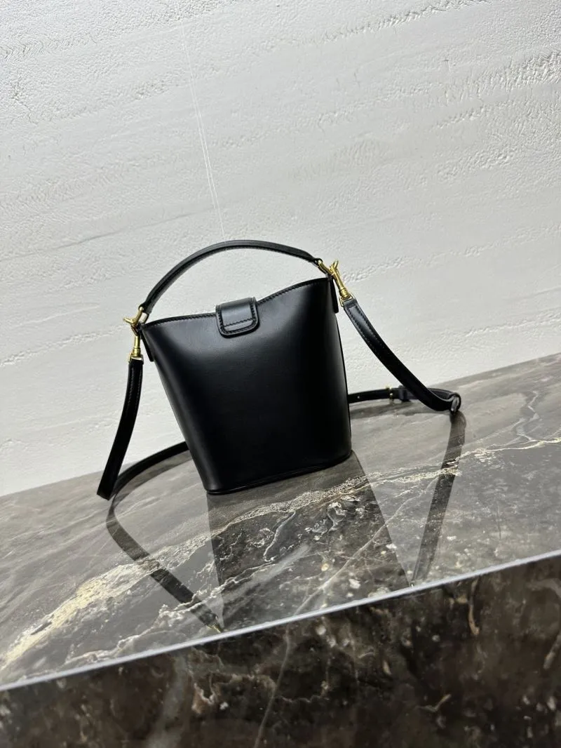 Celine Black Leather Bucket Bag - Image 4