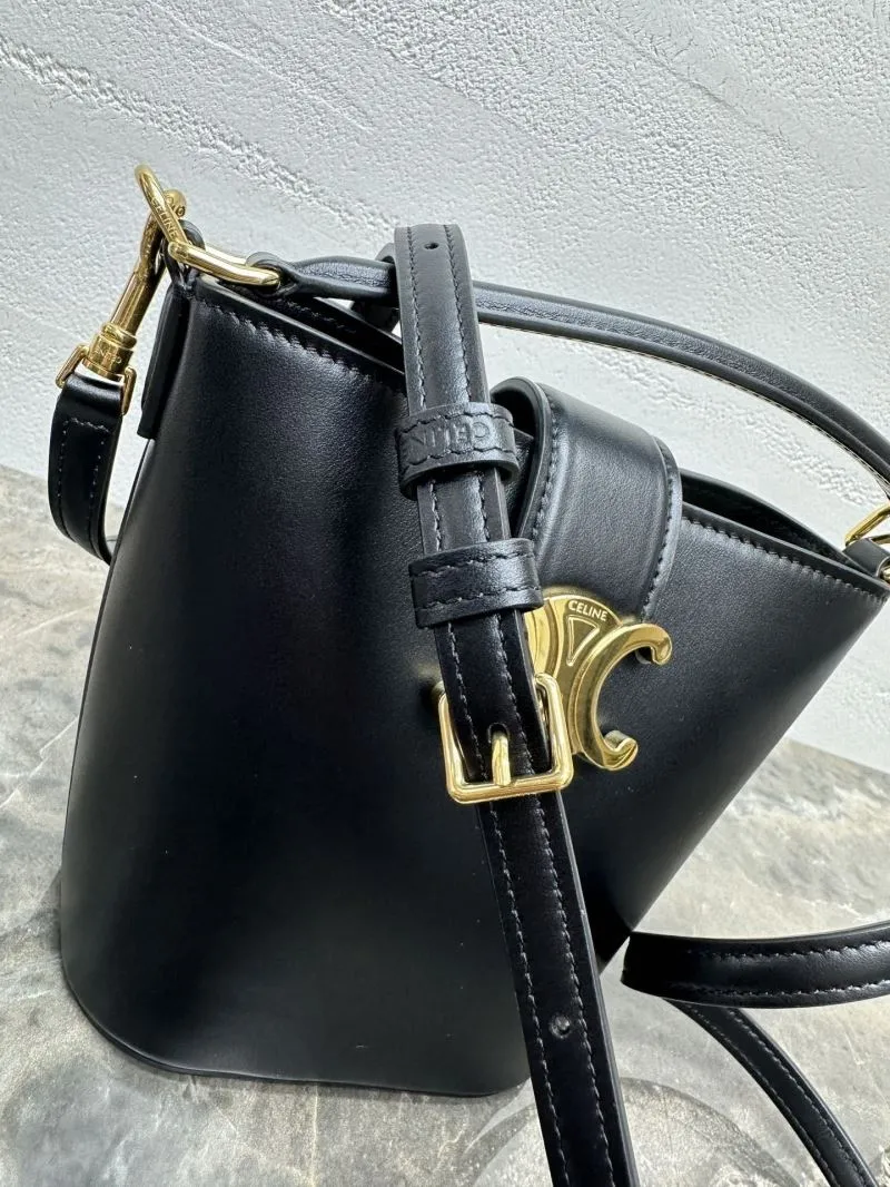 Celine Black Leather Bucket Bag - Image 7