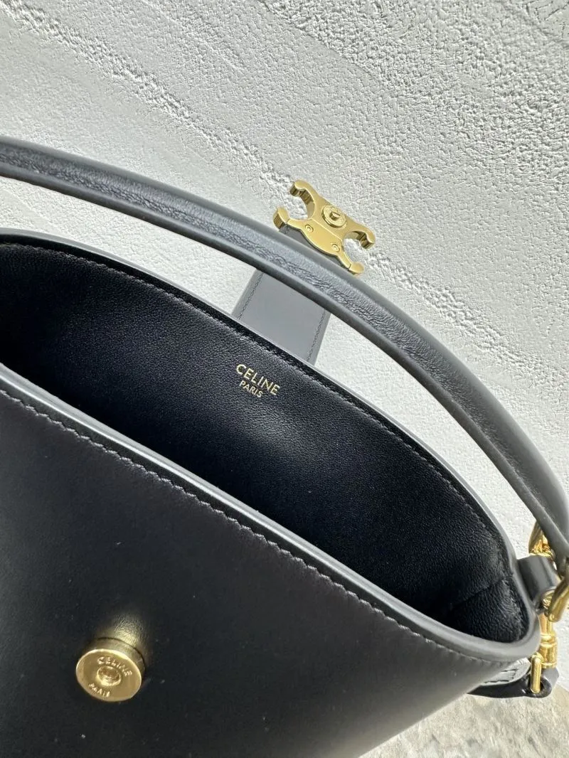 Celine Black Leather Bucket Bag - Image 8