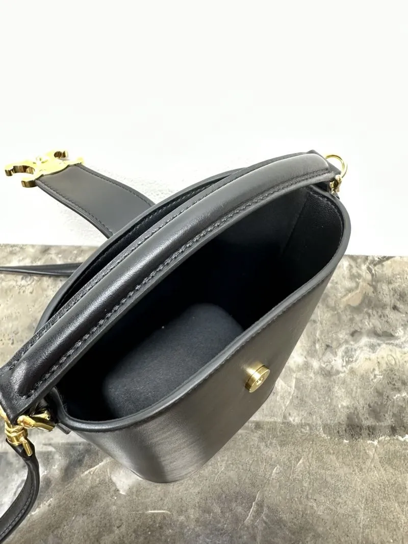 Celine Black Leather Bucket Bag - Image 9