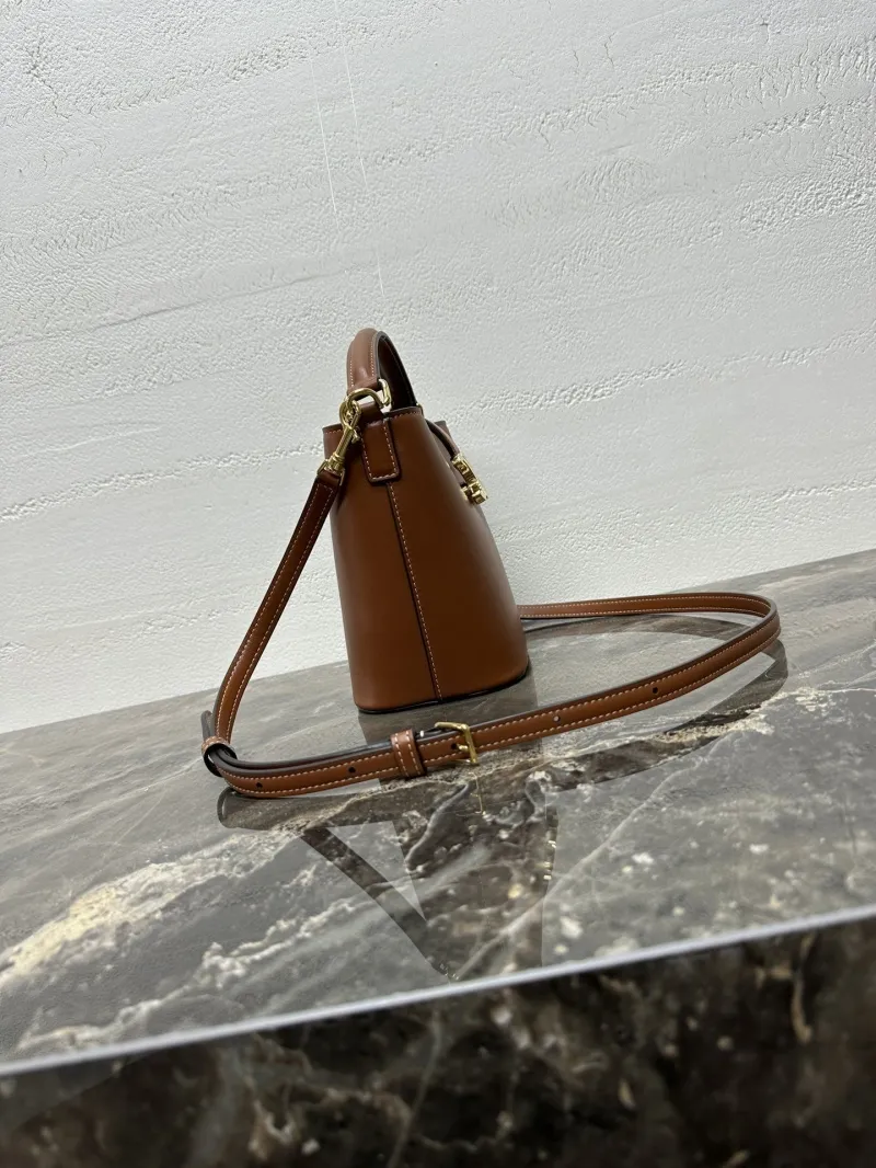 Celine Brown Leather Bucket Bag - Image 3