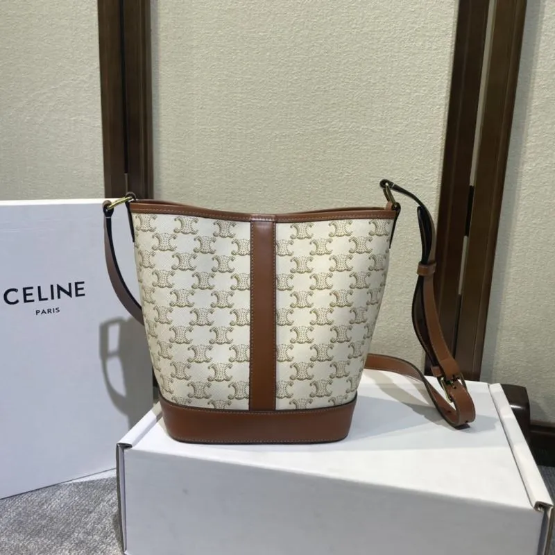 Celine Beige Brown Bucket Crossbody Bag - Image 3