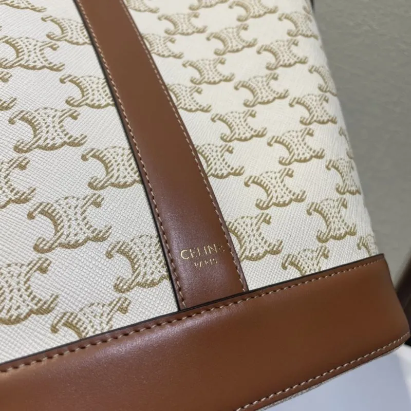 Celine Beige Brown Bucket Crossbody Bag - Image 4
