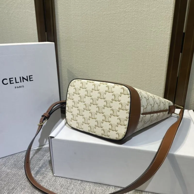 Celine Beige Brown Bucket Crossbody Bag - Image 5