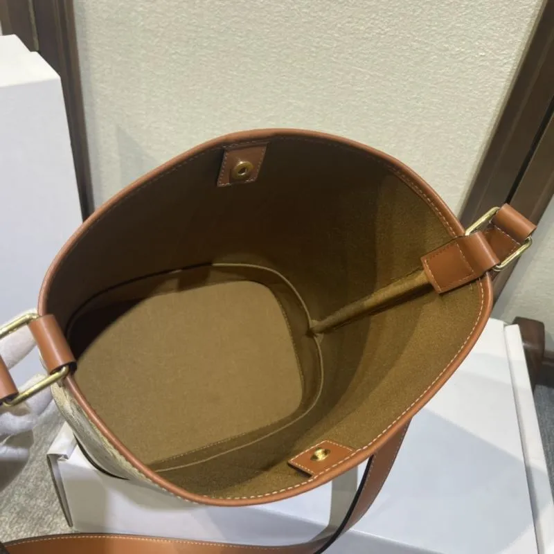 Celine Beige Brown Bucket Crossbody Bag - Image 7
