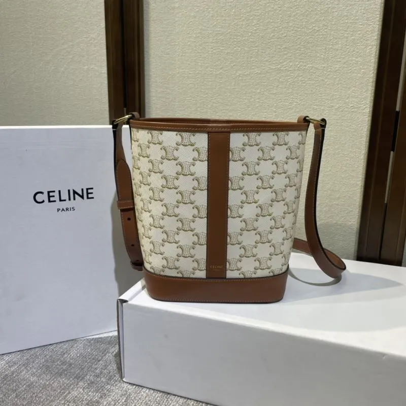 Celine Beige Brown Bucket Crossbody Bag - Image 8