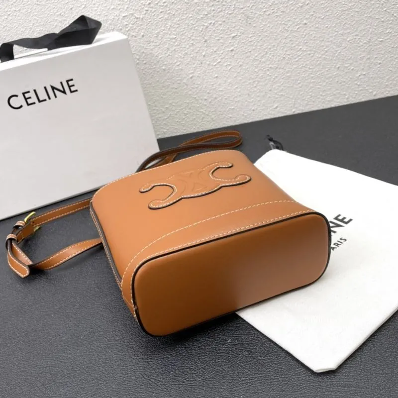 Celine Brown Crossbody Bucket Bag CL8043 19.5cm - Image 4
