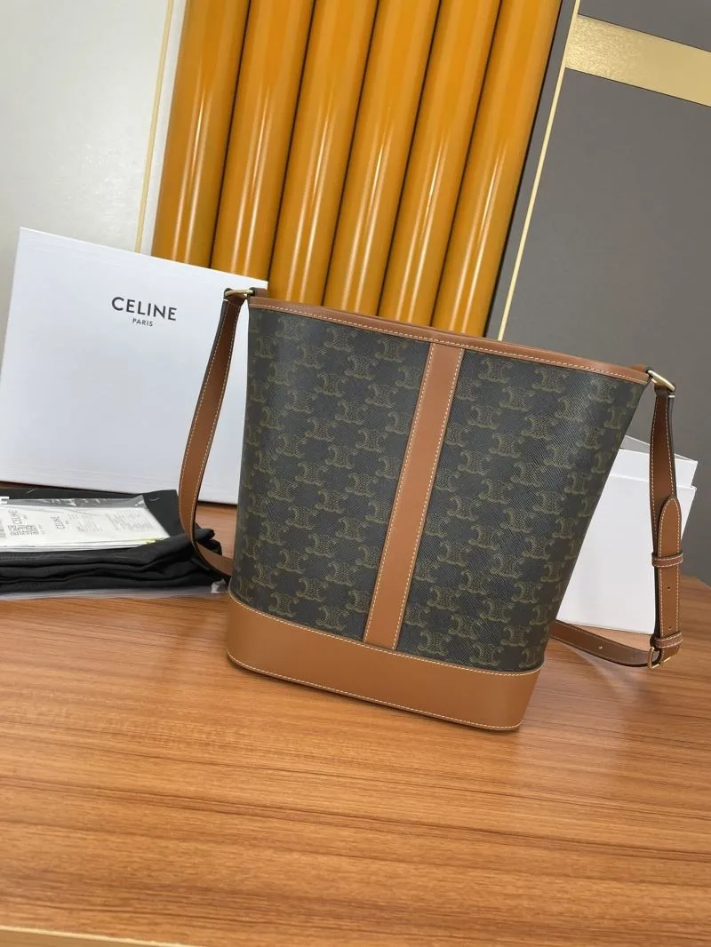 Celine Monogram Bucket Bag Brown Leather - Image 3