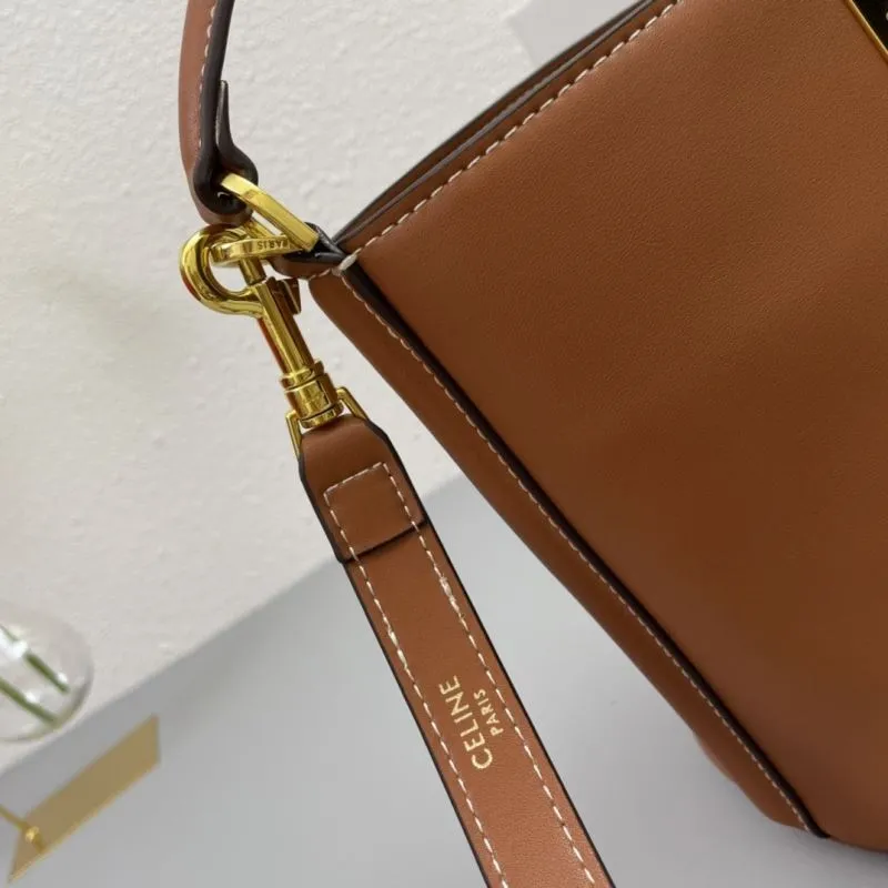 Celine Brown Leather Bucket Bag 1188 - Image 5