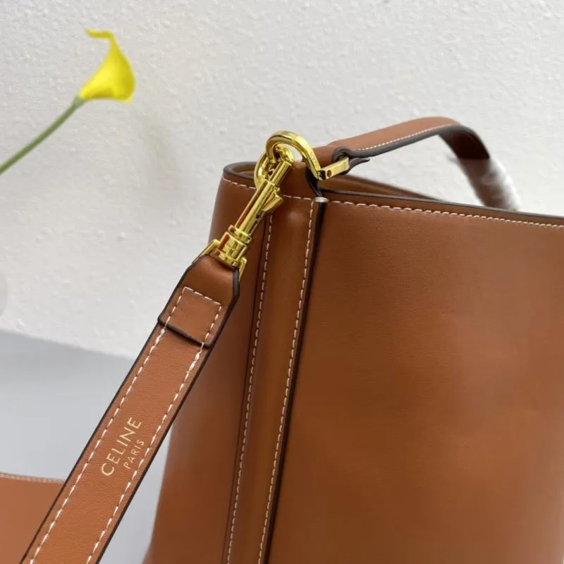 Celine Brown Leather Bucket Bag 1188 - Image 5