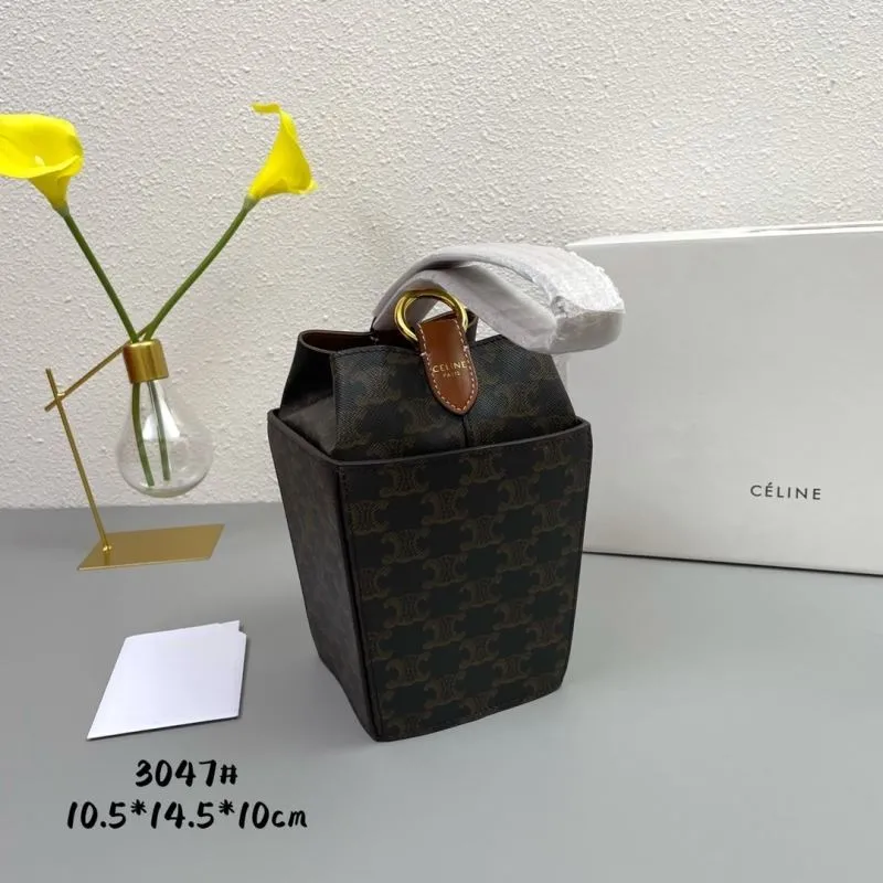 Celine 3047 Dark Brown Monogram Bucket Bag