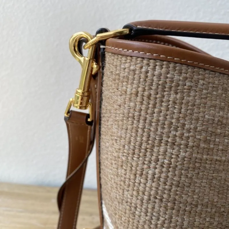 Celine Woven Canvas Bucket Bag with Pouch - Image 7