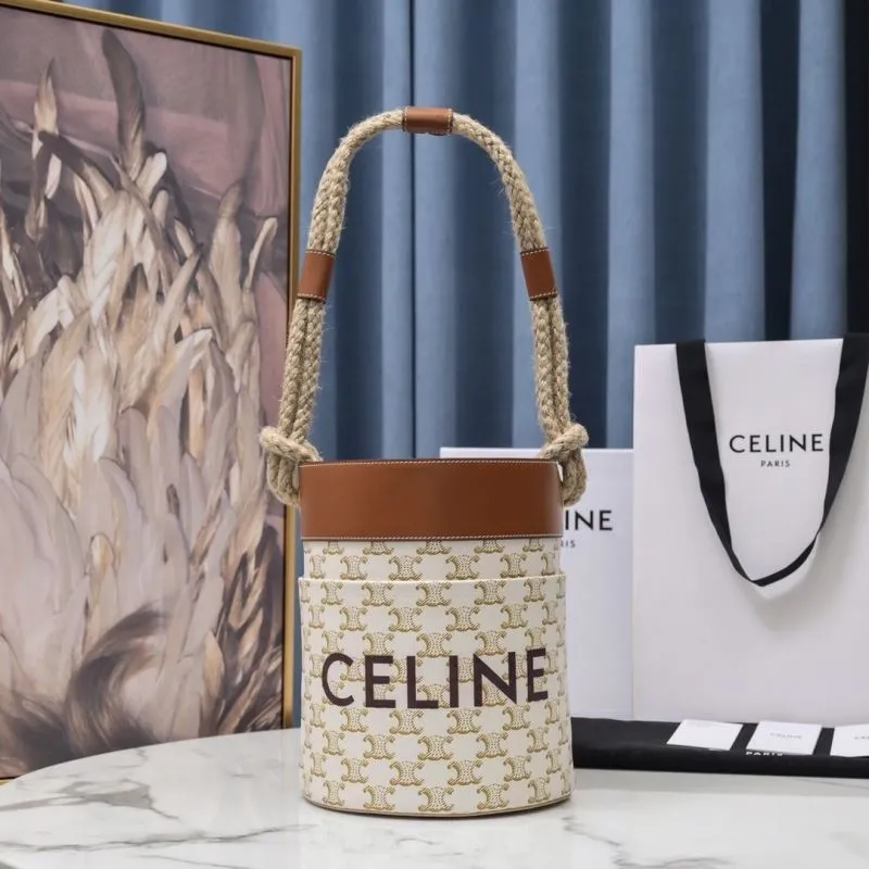 Celine White Monogram Bucket Bag
