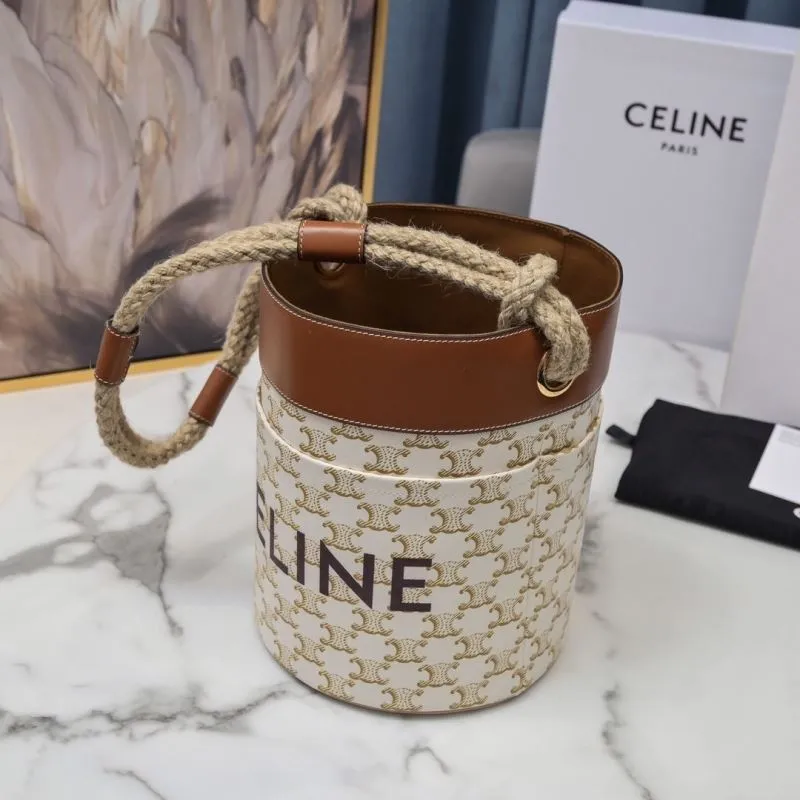 Celine White Monogram Bucket Bag - Image 4