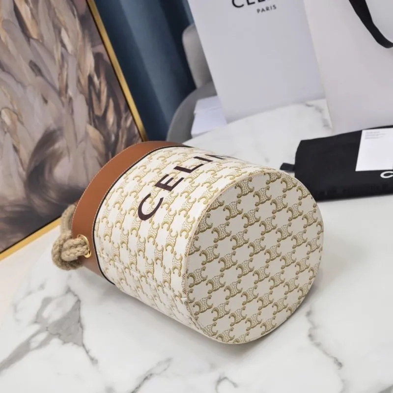 Celine White Monogram Bucket Bag - Image 6
