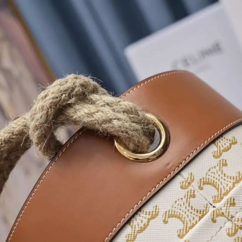 Celine White Monogram Bucket Bag - Image 7