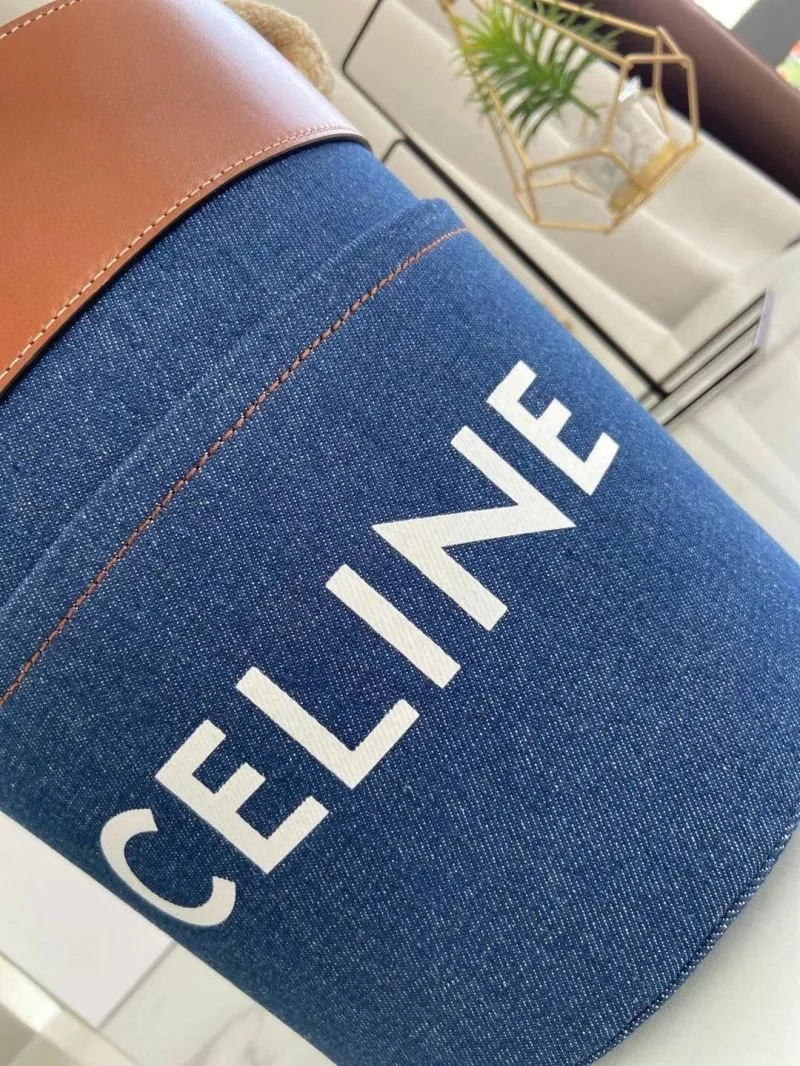 Celine Denim Bucket Bag with Rope Handles - Image 3