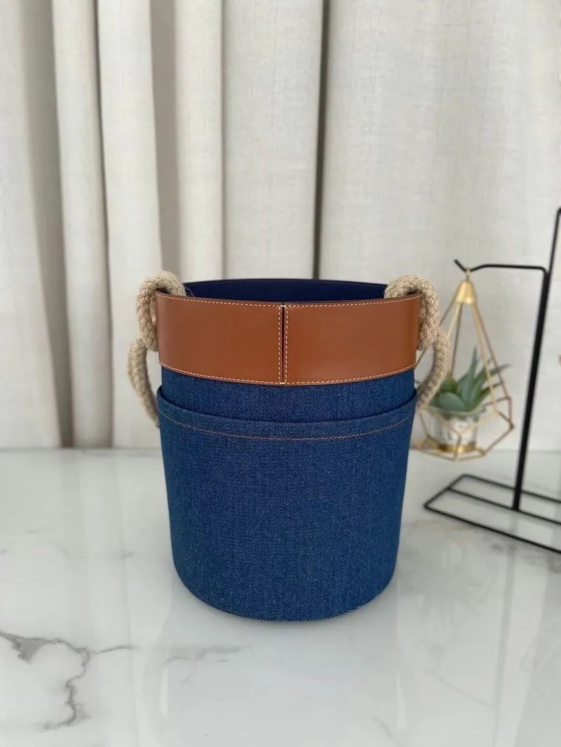Celine Denim Bucket Bag with Rope Handles - Image 7
