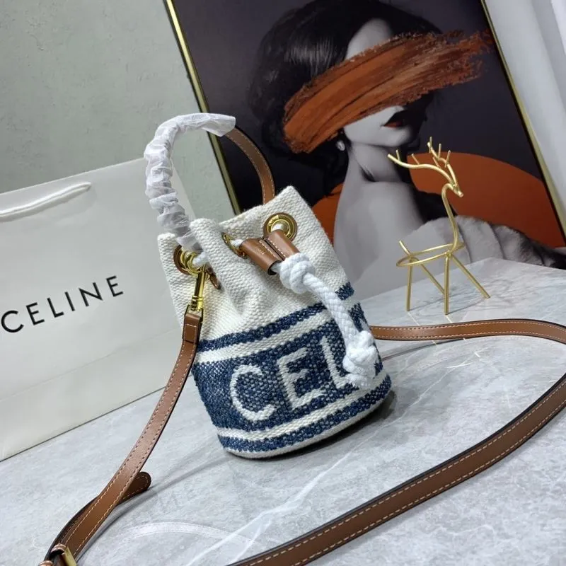 Alternative view of Celine White Blue Bucket Bag 14-21-14 cm