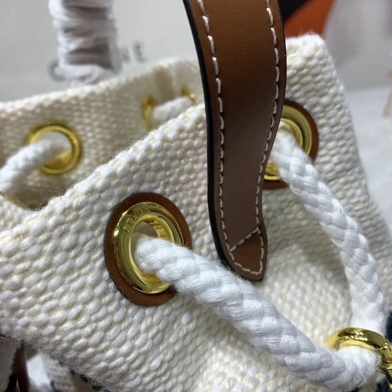 Celine White Blue Bucket Bag 14-21-14 cm - Image 9