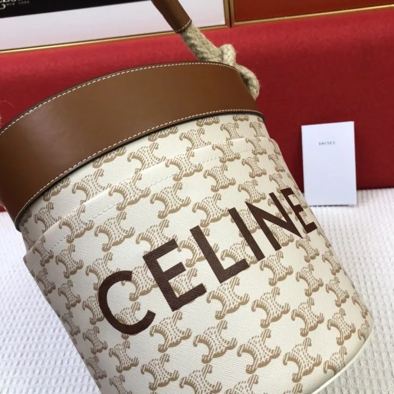 Celine Beige Bucket Bag 3028 19x23x19cm - Image 4