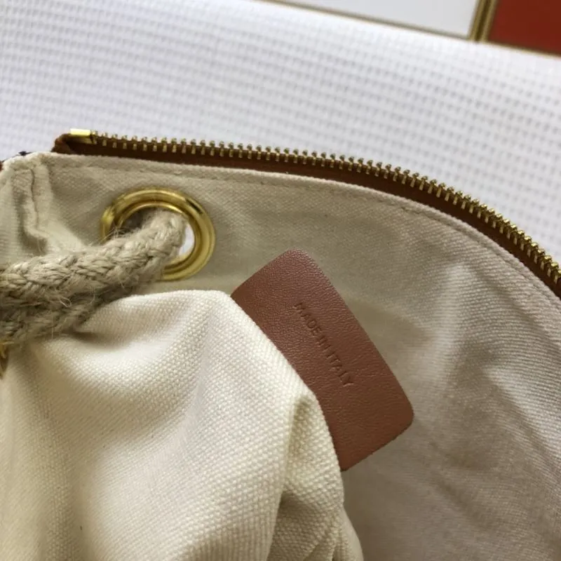 Celine Beige Canvas Brown Leather Wristlet Clutch 5012 - Image 9